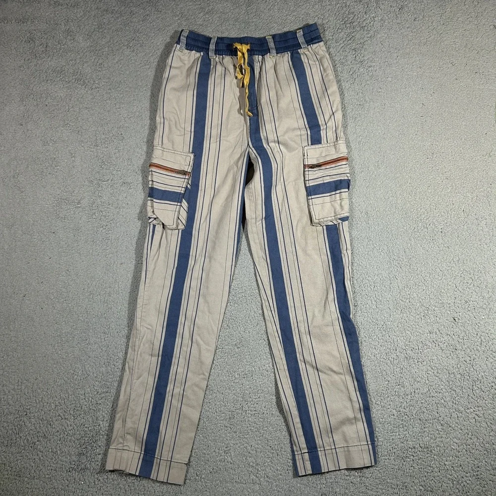 Matilda Jane x Joanna Gaines Little Rascal Blue Striped Cargo Pants Sz 12 #3625